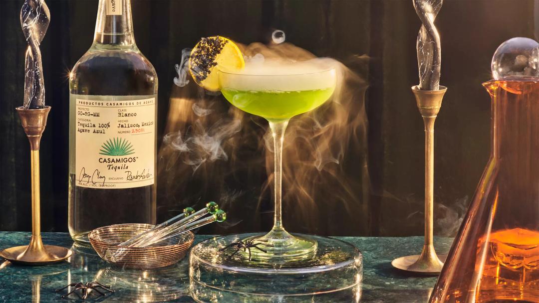 Petrifying palette: Green, orange, and purple cocktails